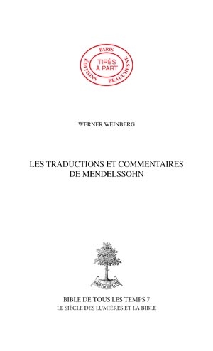 34. LES TRADUCTIONS ET COMMENTAIRES DE MENDELSSOHN