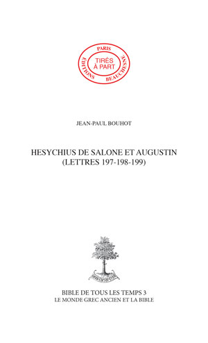 13. HESYCHIUS DE SALONE ET AUGUSTIN (LETTRES 197-198-199)