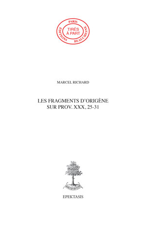 39. LES FRAGMENTS D’ORIGÈNE SUR PROV. XXX, 25-31