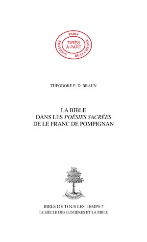 21. LA BIBLE DANS LES POÉSIES SACRÉES DE LE FRANC DE POMPIGNAN